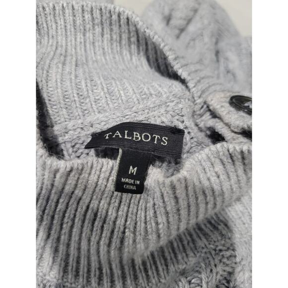 Talbots SZ M Sweater Mock Neck Cable Knit Cotton Angora Rabbit Hair Classic - Picture 6 of 7